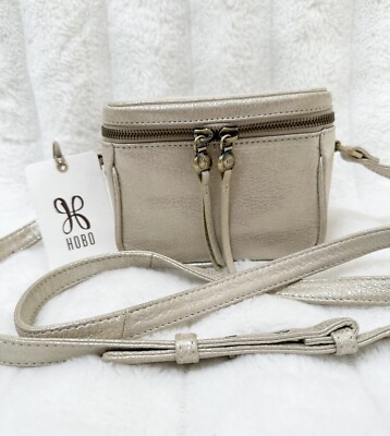 HOBO Pixie Leather Crossbody In Silver With Tag