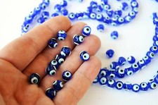 Evil Eye Beads From Turkey Set Of 100 - 8 mm Navy Blue Glass Beads - Protection