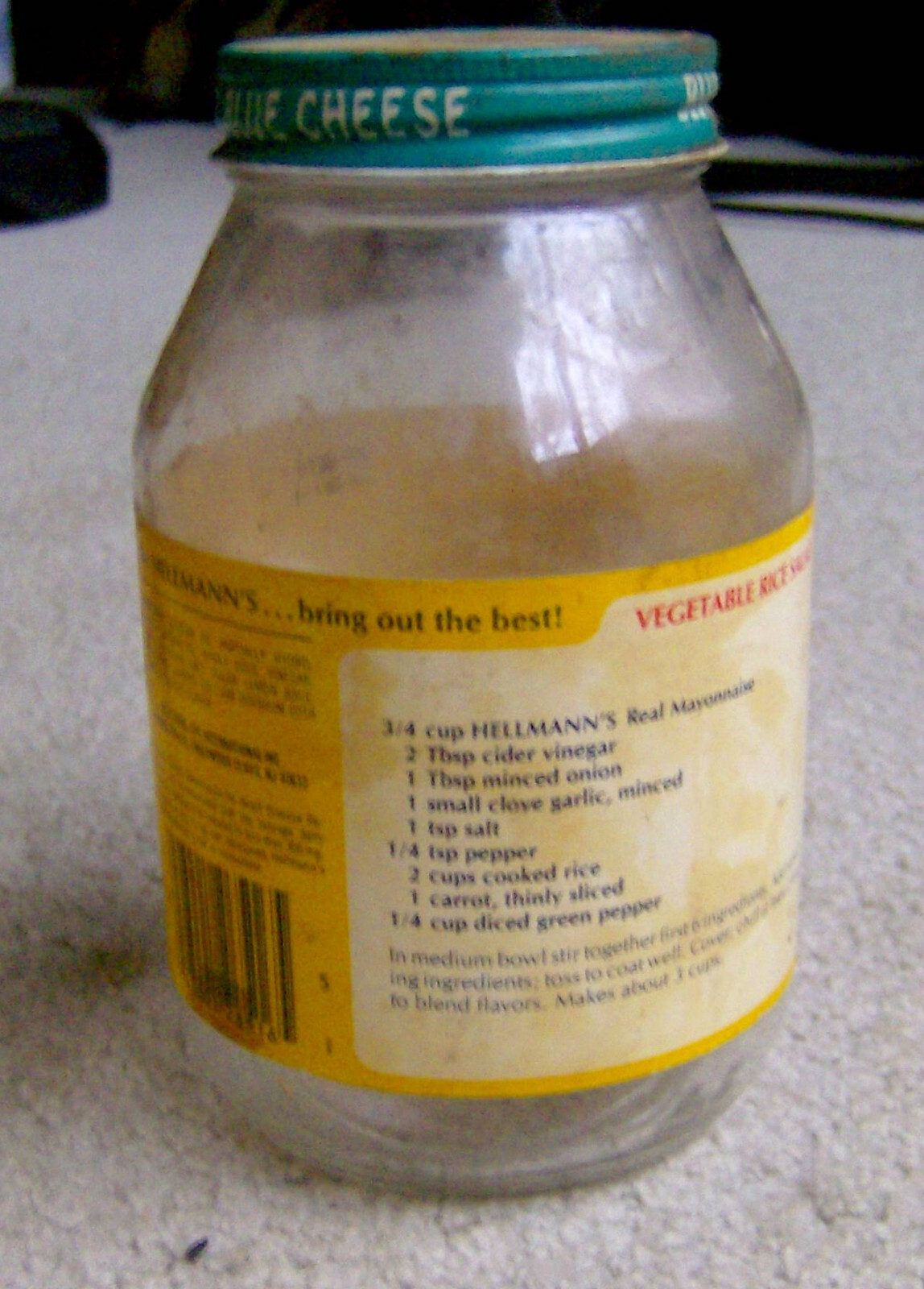 RARE vintage 1970s HELLMANN'S MAYONNAISE glass jar OLD FOOD PACKAGING