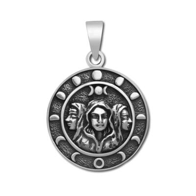 925 Sterling Silver Triple Moon Goddess Pendant Hecate Wiccan Occult ...