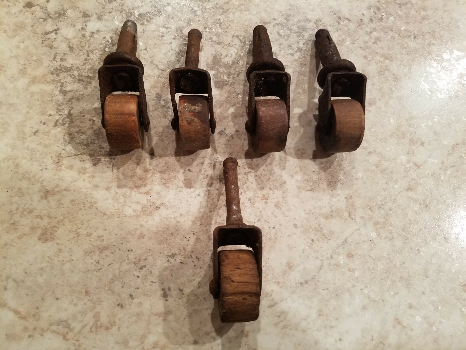 Mixed Lot of 5 Antique Vintage Wooden Furniture Casters Wheels Aprox 1