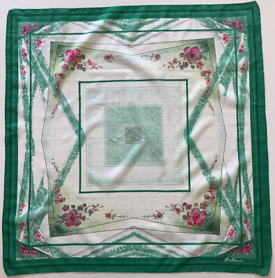 D3 A Blumendesign 29 Zoll Quadrat Vintage Satin und Chiffon Schal von Gina Renoir