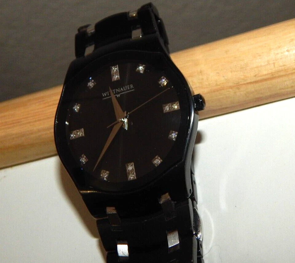 Men Wittnauer Montserrat 16 Diamond Black Stainless Sapphire 37mm Watch C9671400 - Image 2 of 4