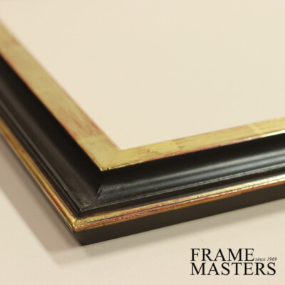 #ad 9x12 to 16x20 Solid Wood Picture Frame Gilded in 22k Gold Leaf Top Black Panel $245.00