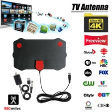 3700 Mile-Thin Flat Indoor HDTV Amplified HD TV Antenna 13FT Coax For Fosmon
