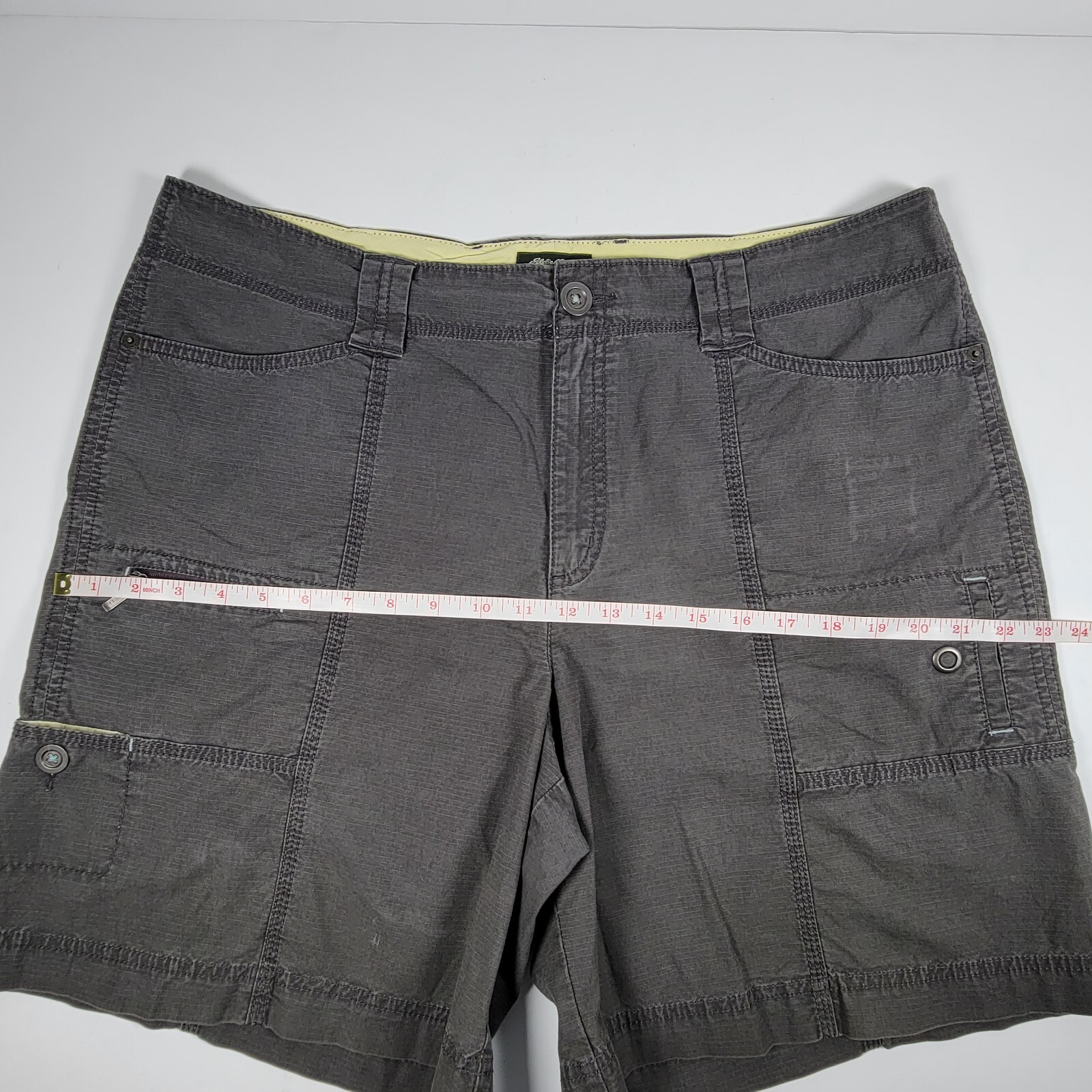 Women's Eddie Bauer Mercer Fit Denim Shorts Size 16 Utility Cargo Green