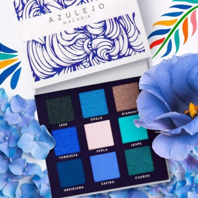 Turquoise Eyeshadow Palette, Azulejo By Macaria Beauty, 9 Beautiful Shades
