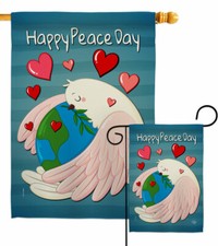 Happy Peace Day Garden Flag Inspirational Expression Gift Yard House Banner