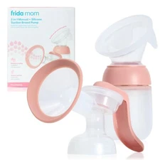 Frida Mom 2-in-1 Manual Breast Pump with Hands-Free Silicone Suctio... Fast Ship
