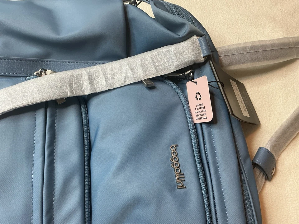 Baggallini Nolita小号可调式女式矢车菊斜纹背包蓝色 — 第 4/4 张图片