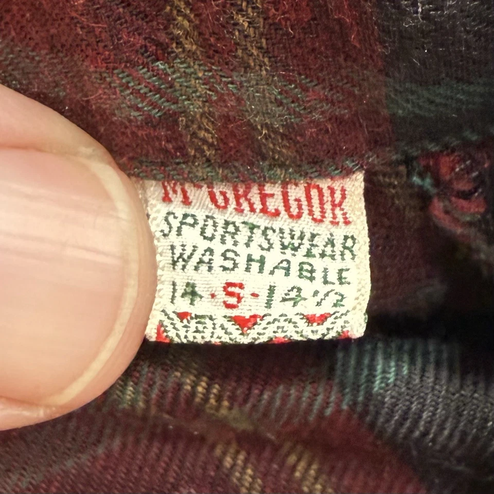 McGregor Scotset Shirt Men’s S Plaid VTG Made In USA Loop Collar Long Sleeve - Image 2 of 4