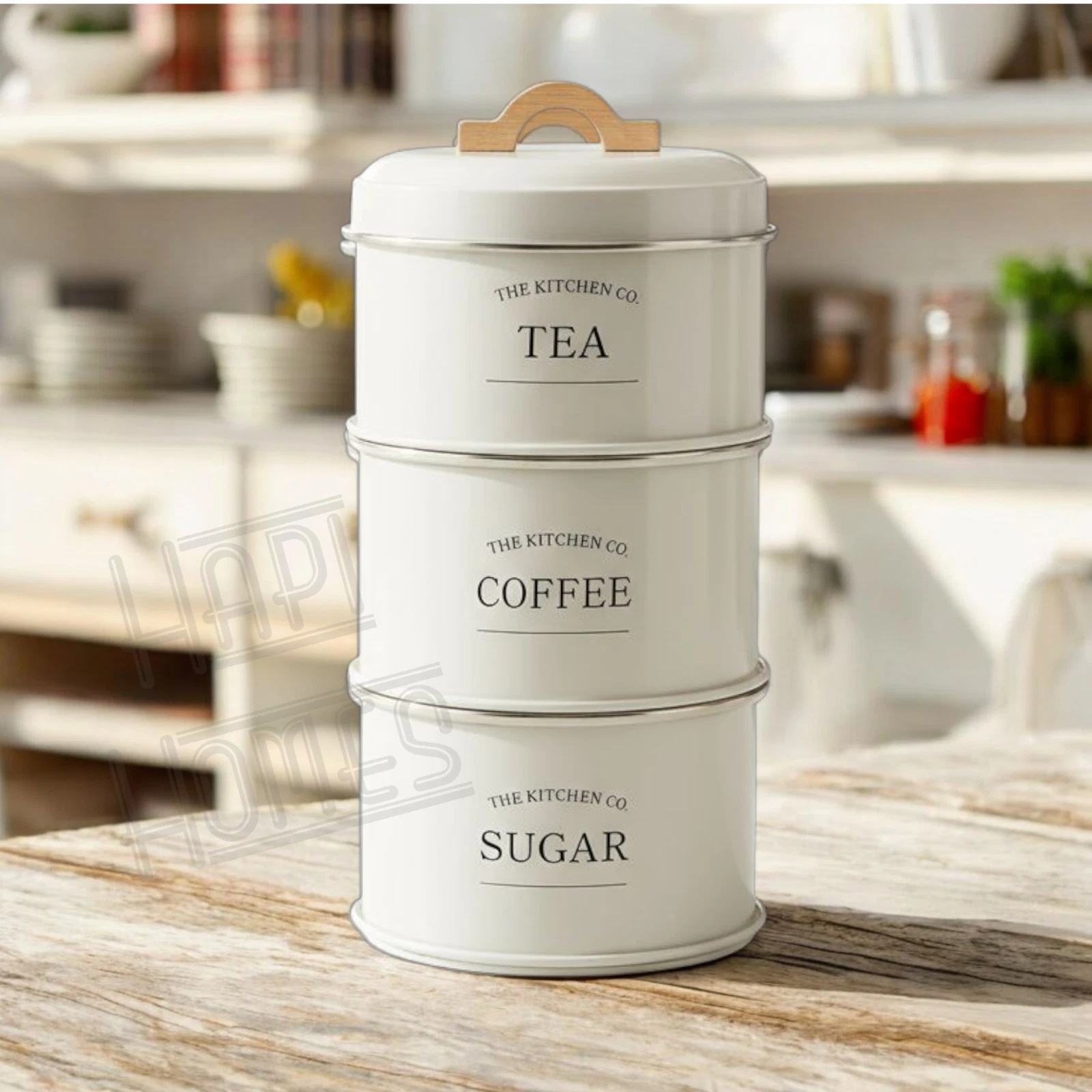 Vintage Stacking Tea Coffee Sugar Canisters Cream Space Saving Set Metal Storage
Opens in a new wind