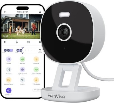 2K Überwachungskamera kabelgebunden, Außen/Innen für Zuhause IP65 wasserdicht - weiß