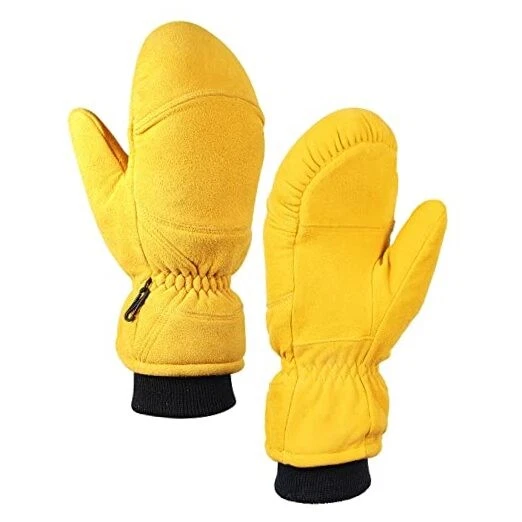 Durable Winter Work Gloves with Full Deerskin Suede Leather for Large Mittens
