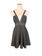 Nasty Girl Cocktail Little Black Dress Deep V-Circle Skirt-zip Detail