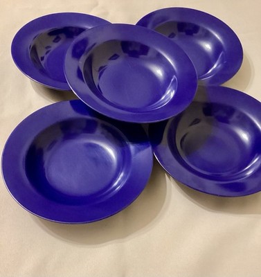 (5) Vintage Texas Ware by PMC Cobalt Blue Melamine Cereal  Bowl 7.25''