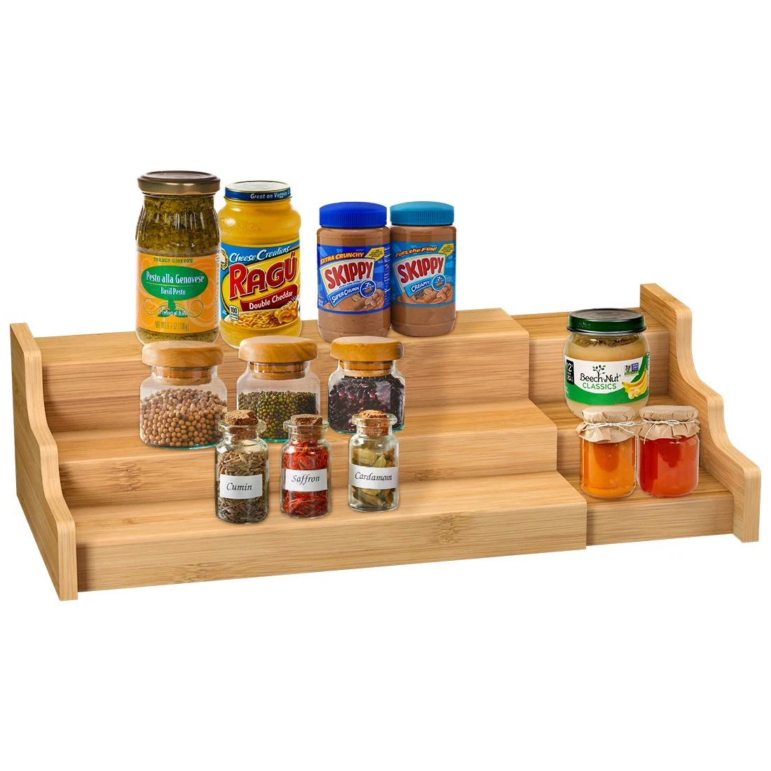 Spice Rack Kitchen Cabinet Organizer- 3 Tier Expandable Display Shelf Yellow