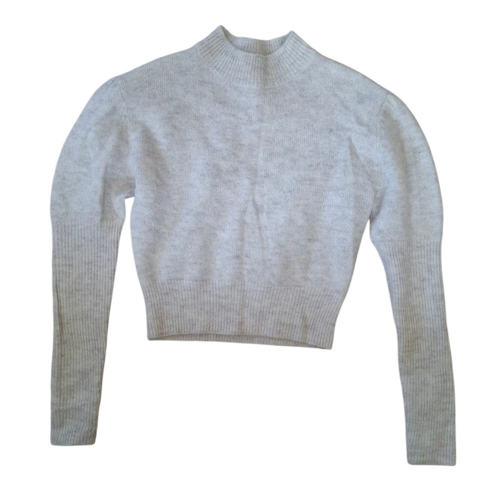 J.Crew Mock 颈部裁剪羊驼模糊针织毛衣浅灰色女式 XS NT581 — 第 3/4 张图片