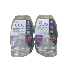 New 2 Packs 4 Nipples Chicco Duo Intui-Latch 2 Fast Age 3 Months  BPA-Free