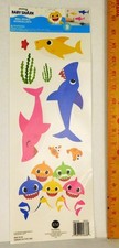 Baby Shark 9pc Peel, Stick, Remove Wall Decals Pink Fong Room Mates Brand New