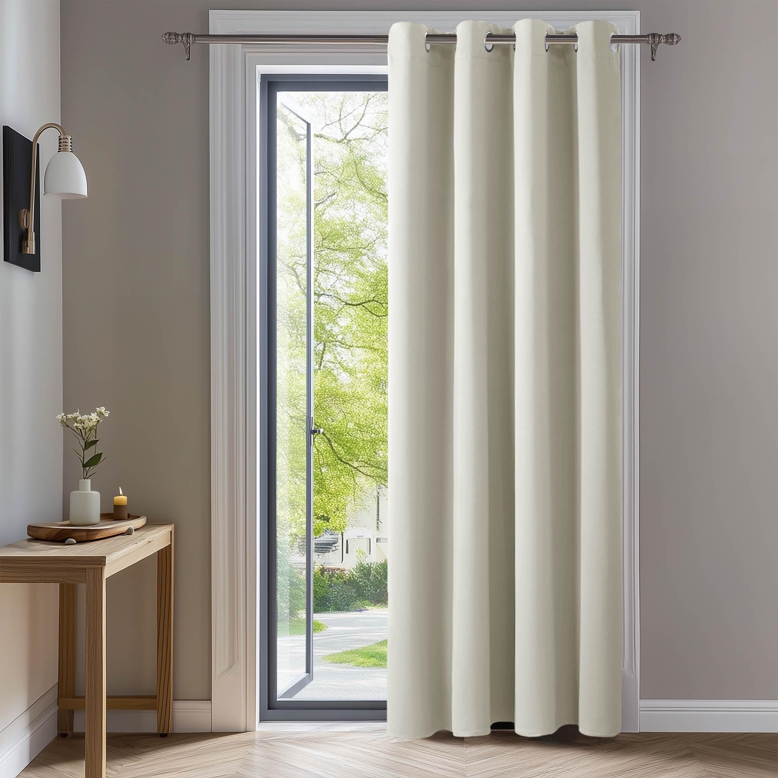 Deconovo Blackout Curtain Panel Solid Grommet Top 1 Panel Light Beige 52W x 84L
