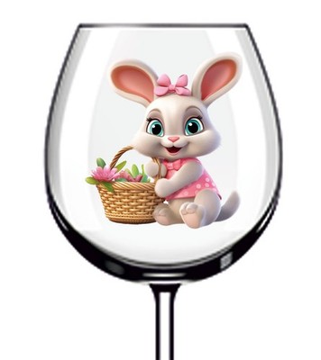 12x Ostern Cartoon Hase Vinyl Aufkleber Abziehbild Becher Weinglas Flasche Laptop