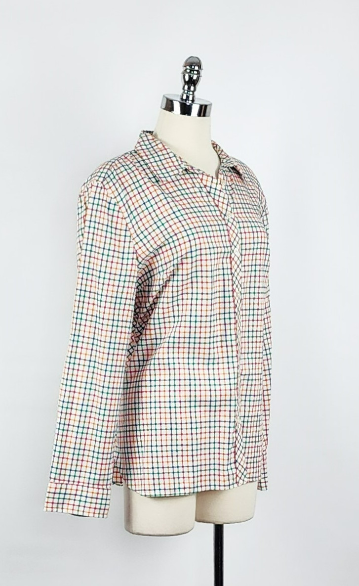 Talbots Multicolor Check Pattern Long Sleeve Butt… - image 3
