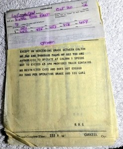 1976 Vintage Southern Pacific Los Angeles Yard Train Orders