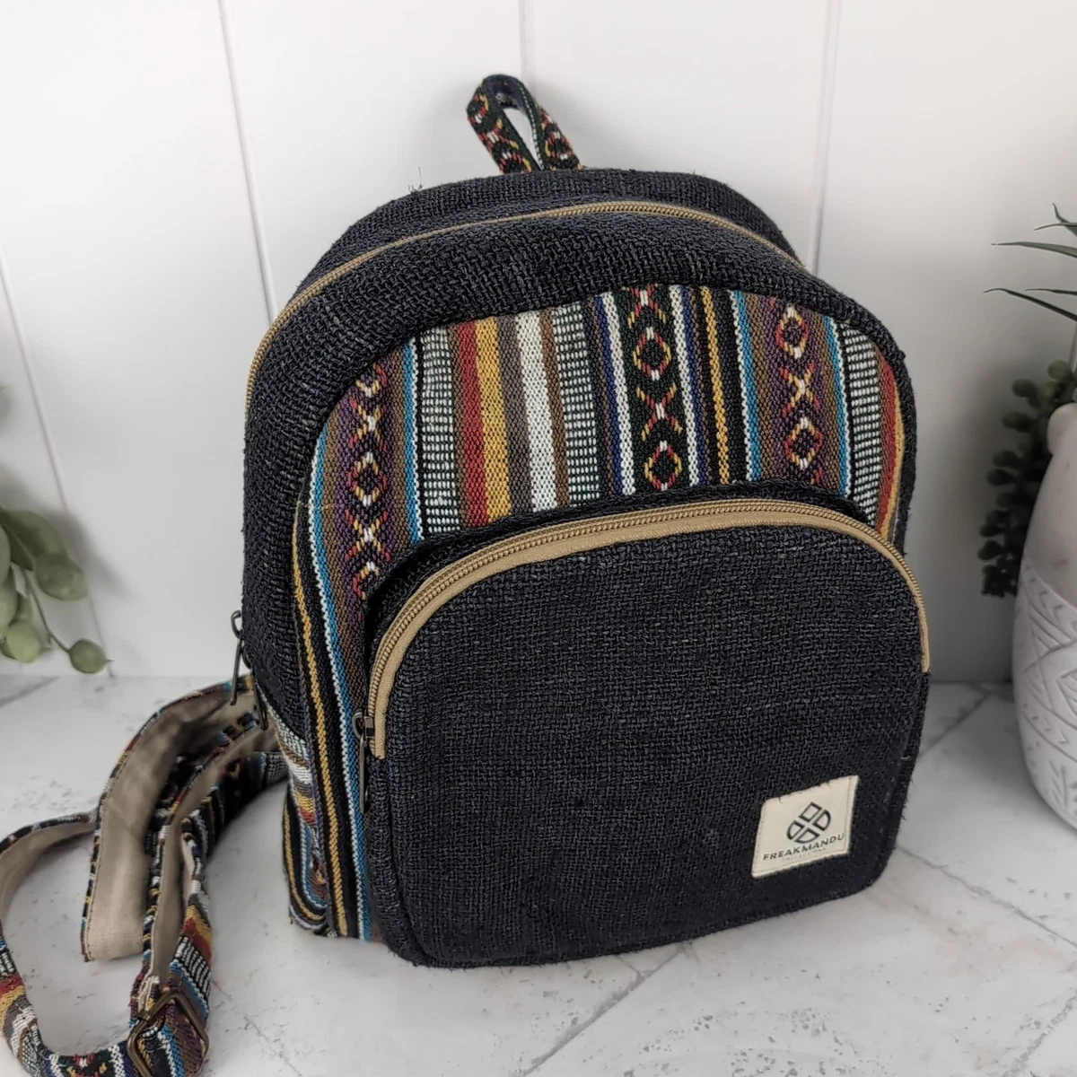 NWT.  Funky  Handmade Hippie Boho Backpack. CL/GR 10 Tribal Woven Backpack Boho Aztec Hippie Southwestern Baja  main image 2