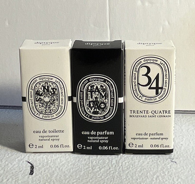 Diptyque 3 pack Tam Dao, 34 EDP& Sense EDT 2 ml Spray Samples/ SET OF 3 NIB