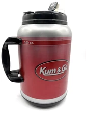 Kum & Go 100 oz Travel Mug Cup with Lid Handle Trucker Whirley NEW Discontinued