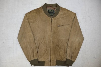 Vintage Cable Car Clothiers Suede Leather Bomber Jacket Full Zip Up Mens Size XL