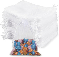 100pcs Organza Bags 5''x7'' - White Sheer Mesh Drawstring Bags for Jewelry, Soap
