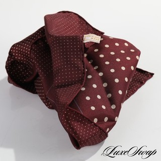 Anonymous Made in Italy Burgundy Maroon Concentric Spotted Silk Pocket Square