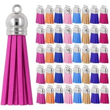 Mandala Crafts 100 Pcs Rainbow Faux Suede Tassels Bulk Keychain Making