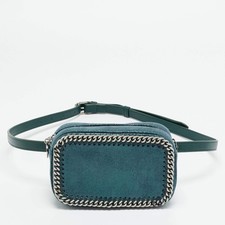 Stella McCartney Falabella Metallic Green Shimmering Faux Suede Belt Bag