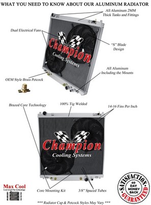 Atomic Champion 1 Row CR Series Radiator W/ 2 16'' Fans for 2003 Ford Lobo
