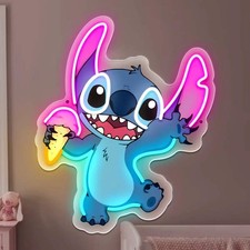 Anime Stitch with Ice Cream Neon Light Sign LED Adjustable Brightness USB-Powere