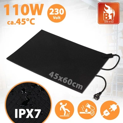 MI-HEAT Gummi Heizmatte Wärmematte Fußheizmatte Fußwärmer Fußheizung 45x60cm 110Watt