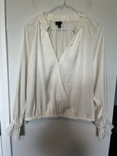 Ruffled V Neck Blouse. S
