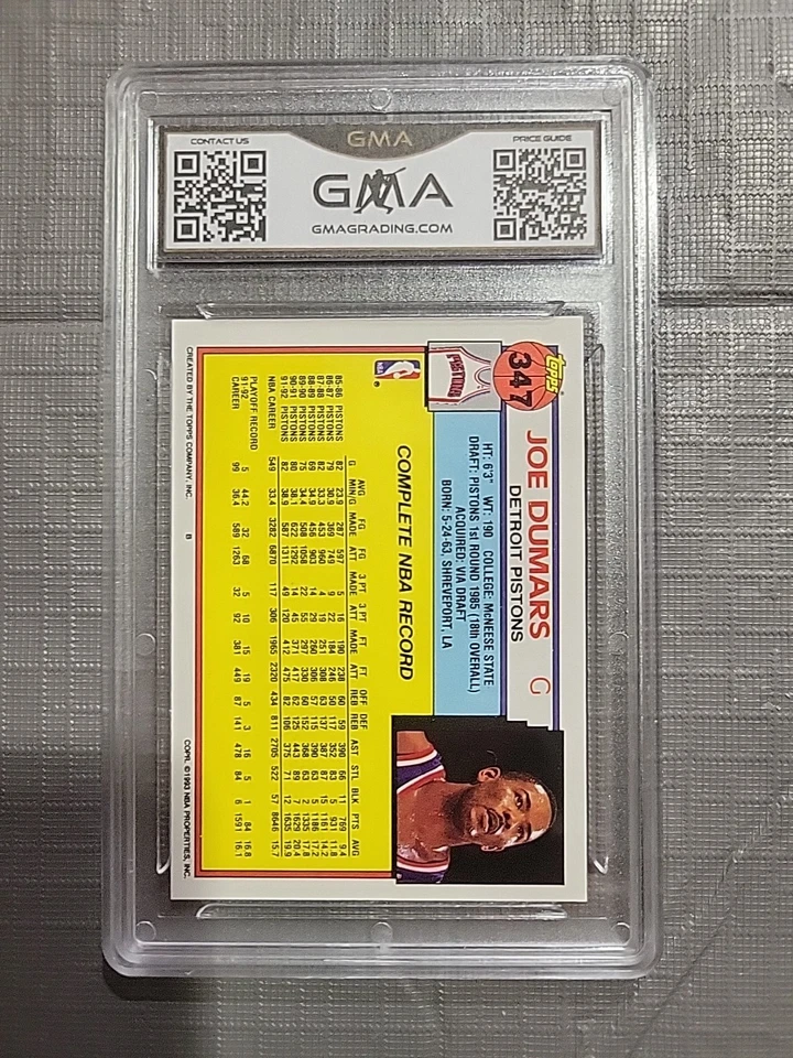 1992 Topps Basketball #347 Joe Dumars GMA Gem MT 10 - Image 2 of 2
