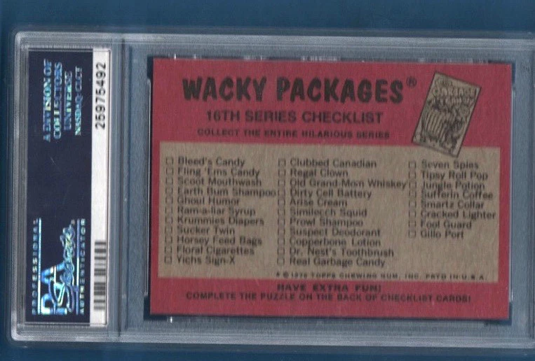 1976 1977 TOPPS WACKY PACKAGES 16th SERIES 16 REAL GARBAGE PUZZLE B/M PSA 8 - Image 2 of 2