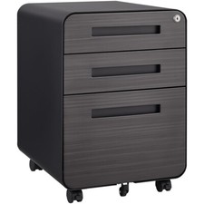 Under Desk Filing Cabinet with Grain 3 Drawer Multifunctional Organizer 5 Wheele