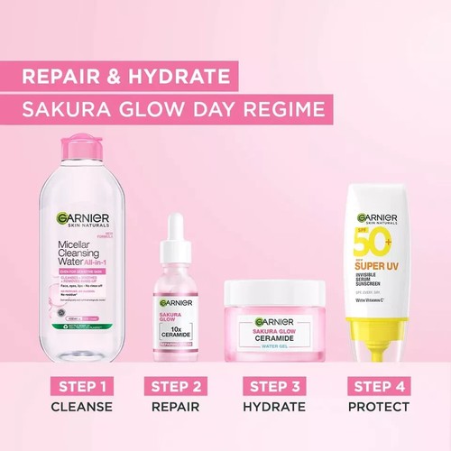 Garnier Skin Naturals Sakura Glow Ceramide Water Gel Hydration Paraben Free 50ml - Picture 9 of 11