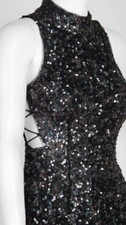 Adrianna Papell sequined floral bateau neck mesh dress. Long Size 16.