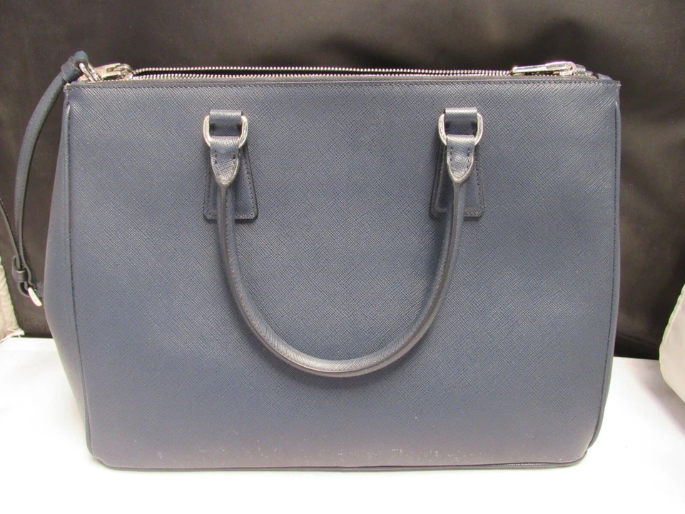 PRADA 1BA274 Galleria Baltico Navy Saffiano Leather Medium Double Zip Tote Bag - Image 2 of 4