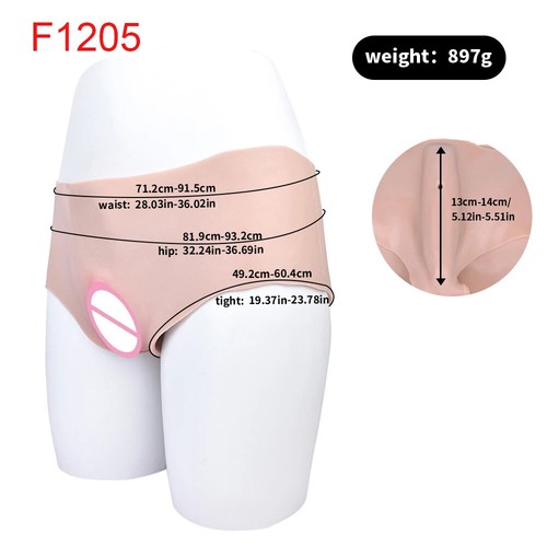 Silicone Brief Fake Vaginal Realistic Panty Hiding Gaff Hip Enhancer Transgender - Picture 10 of 24