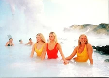Blonde Girls Blue Lagoon Postcard Risque 90's 80's Pinup Iceland geothermal spa 