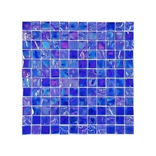 Blue Iridescent Glass Tile 1" x 1" | Perfect for Pool,Bathroom,Laundry Room