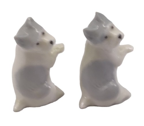 Vintage Germany Porcelain Blue & White Scotty Dog Figurine Miniature Lot of 2 - Picture 6 of 12